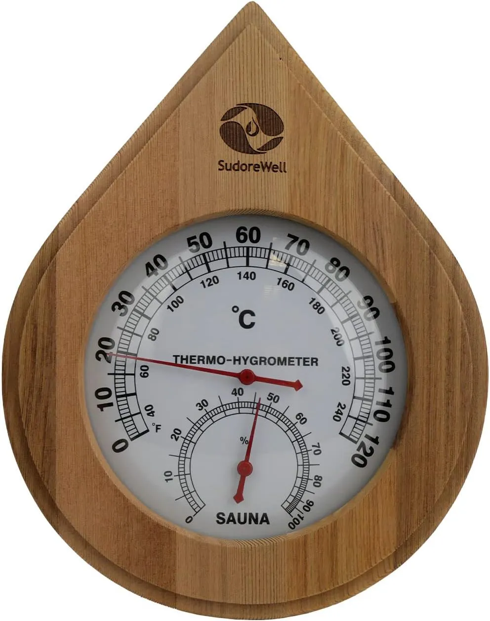 Bild von SudoreWell Sauna Klimamesser Thermometer und Hygrometer aus dunklem Zedernholz