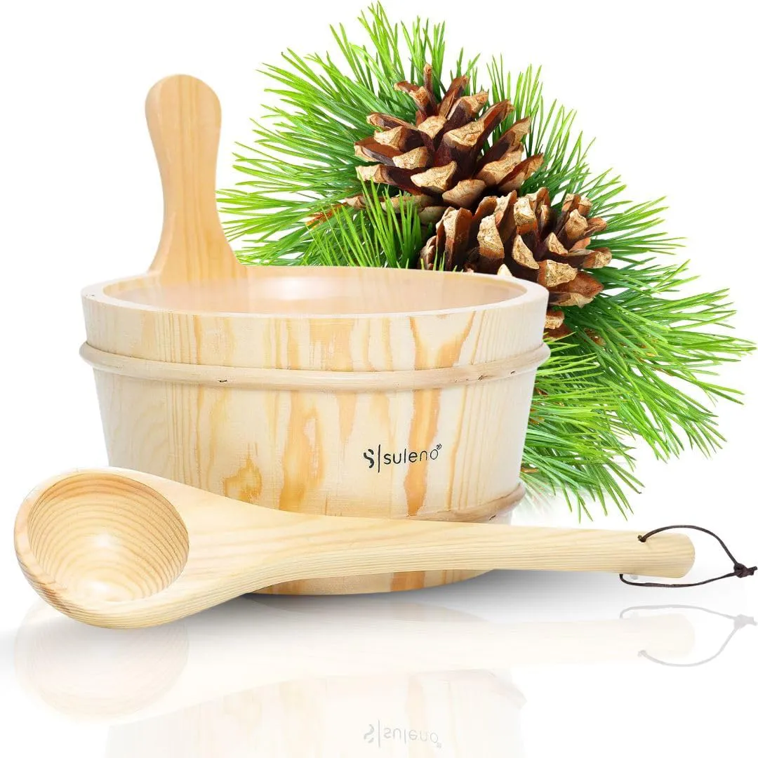 Bild von SULENO 3-teiliges Sauna Set mit 4 Liter Saunakübel und Aufgusskelle
