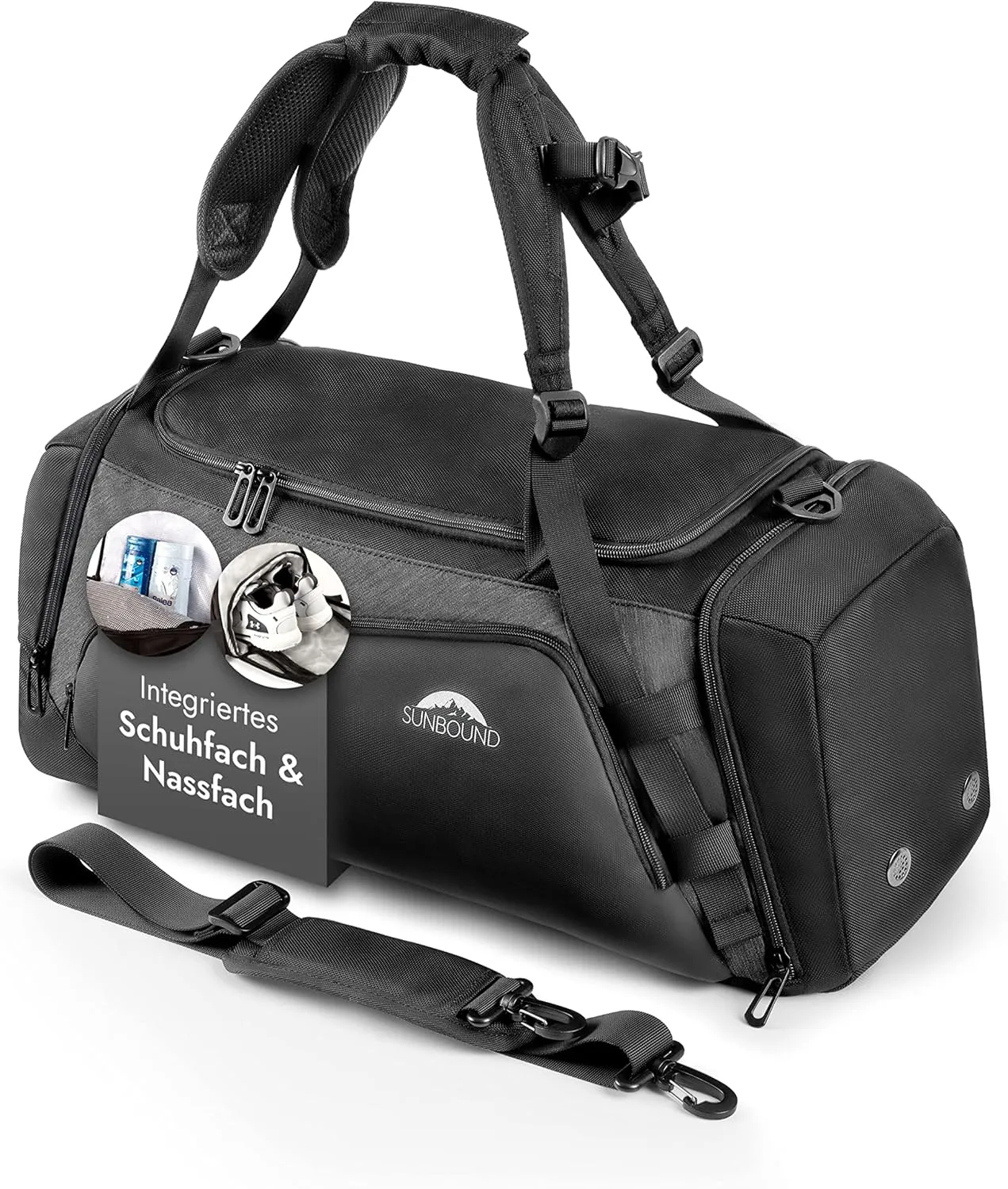 Bild von SUNBOUND Sport- und Reisetasche für Damen und Herren mit Schuh- und Nassfach, tragbar als Rucksack