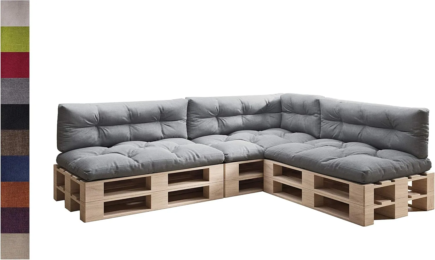 Bild von sunnypillow 7er Set Palettenkissen für Indoor und Outdoor in Anthrazit, 120 x 80 cm mit schöner Steppung
