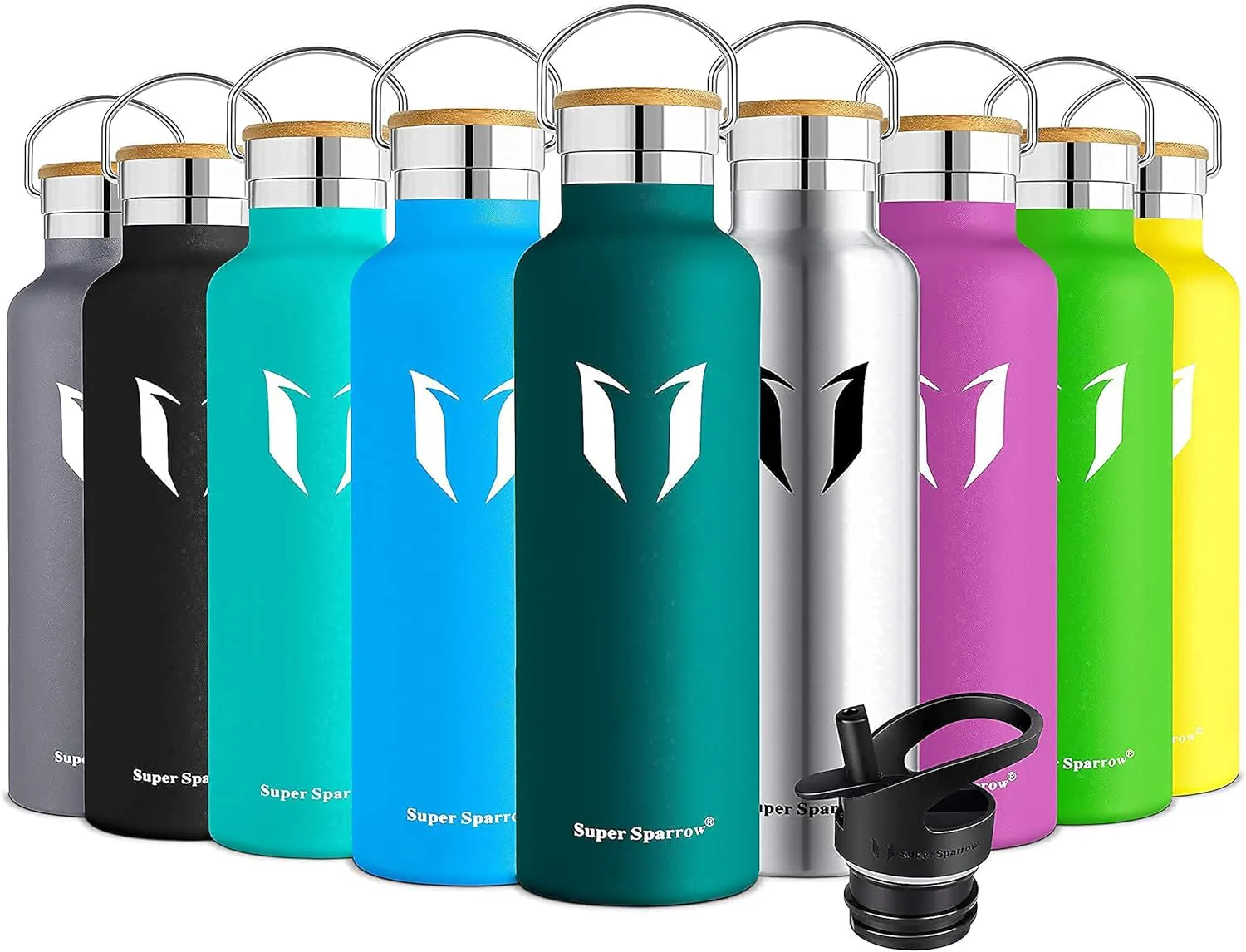 Bild von Super Sparrow Edelstahl Trinkflasche in verschiedenen Größen von 350 ml bis 1 L, auslaufsicher und BPA-frei, ideal für Kinder und Sportaktivitäten