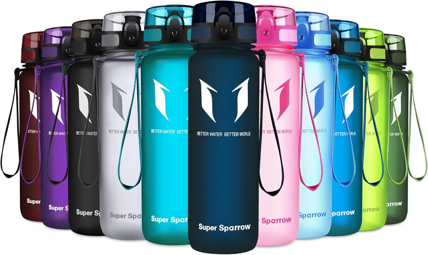 Bild von Super Sparrow Trinkflasche aus Tritan in 350ml, 500ml, 750ml und 1000ml, BPA-frei und ideal für Sport und Outdoor-Aktivitäten