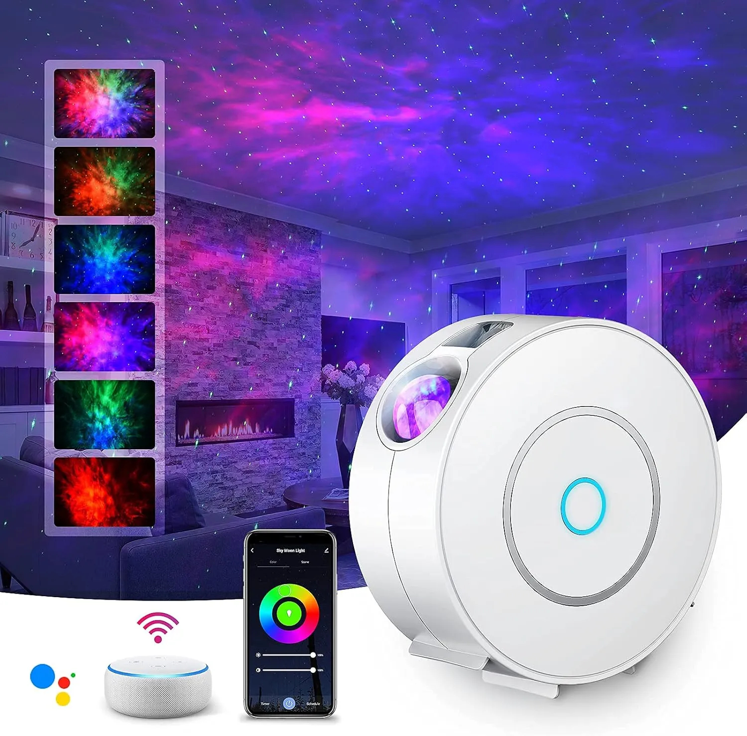 Bild von SUPPOU LED WiFi Sternenhimmel Projektor mit 3D Galaxy Effekten und Sprachsteuerung für Kinder und Erwachsene, ideal für Partys und Dekoration