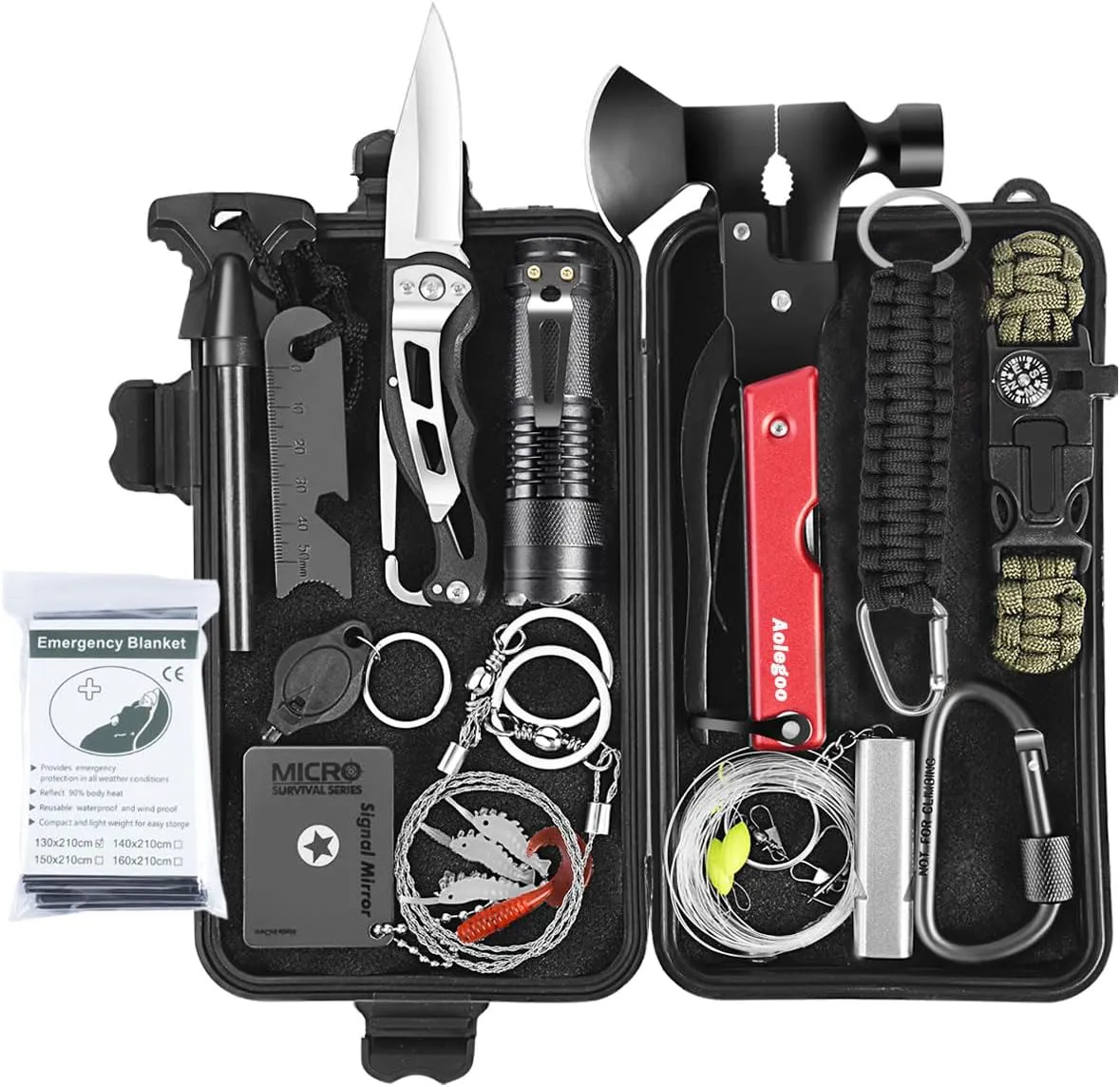 Bild von Survival Kit 30 in 1 für Outdoor Abenteuer mit Messer und Multi-Tool