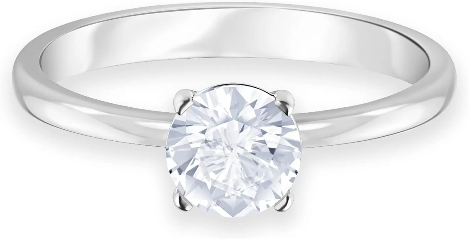 Bild von Swarovski Attract Ring rund in Weiß mit rhodiniertem Finish