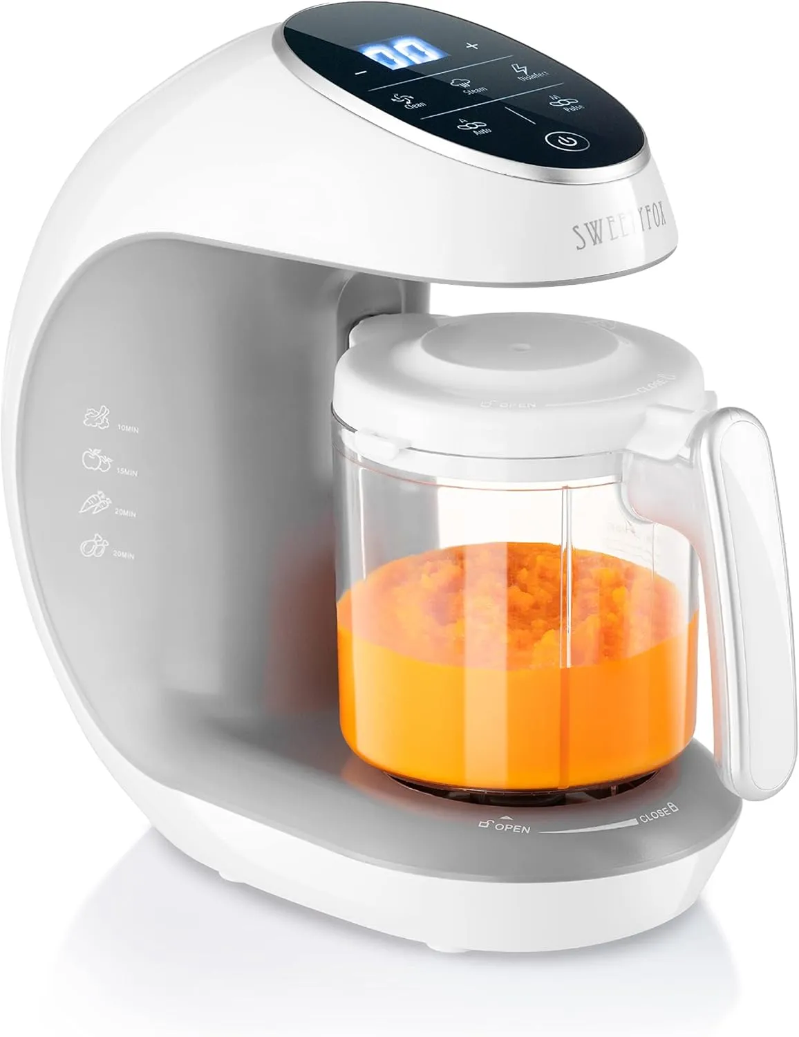 Bild von Sweety Fox 7-in-1 Babynahrungszubereiter mit Dampfgarer, Mixer, automatischer Reinigung, Sterilisation, Gläschenwärmer und Auftaufunktion