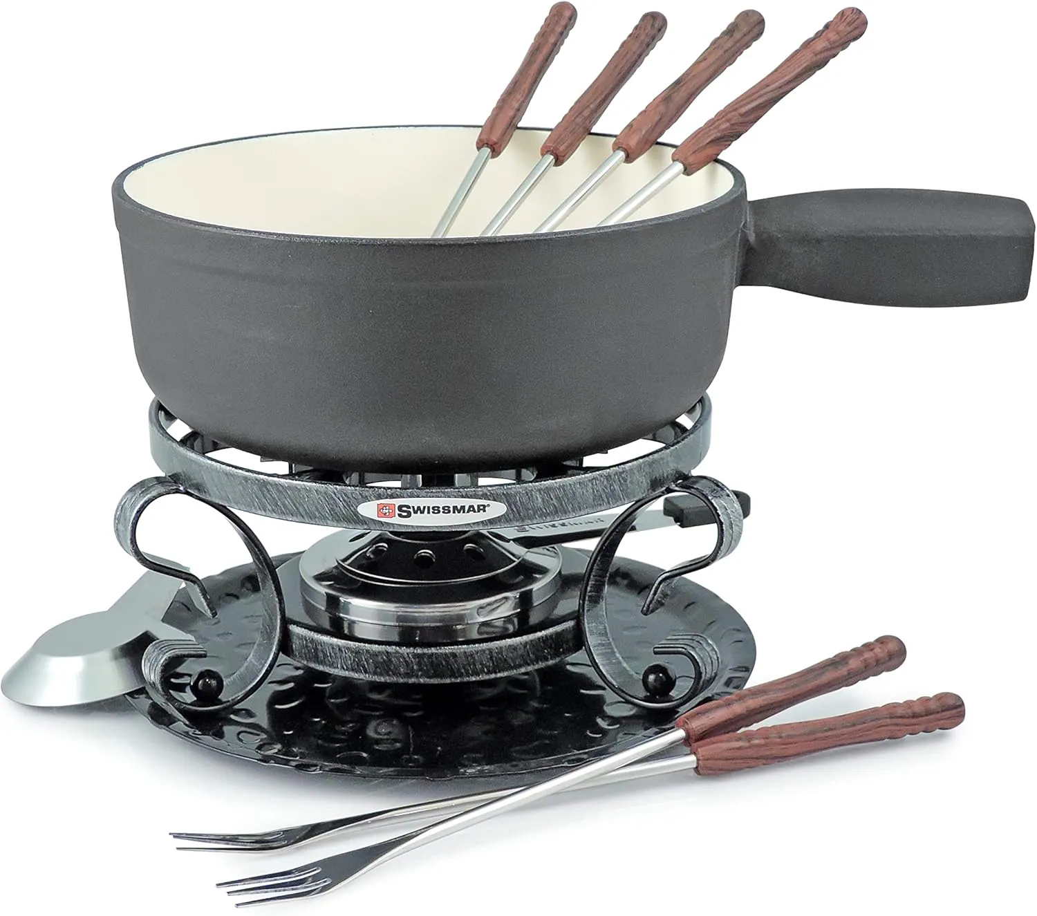 Bild von Swissmar KF-66513 Lugano Fondue Set für 4 Personen, 9-teilig aus Gusseisen und Edelstahl, 2 Liter, ideal für Fleisch, Käse und Schokolade