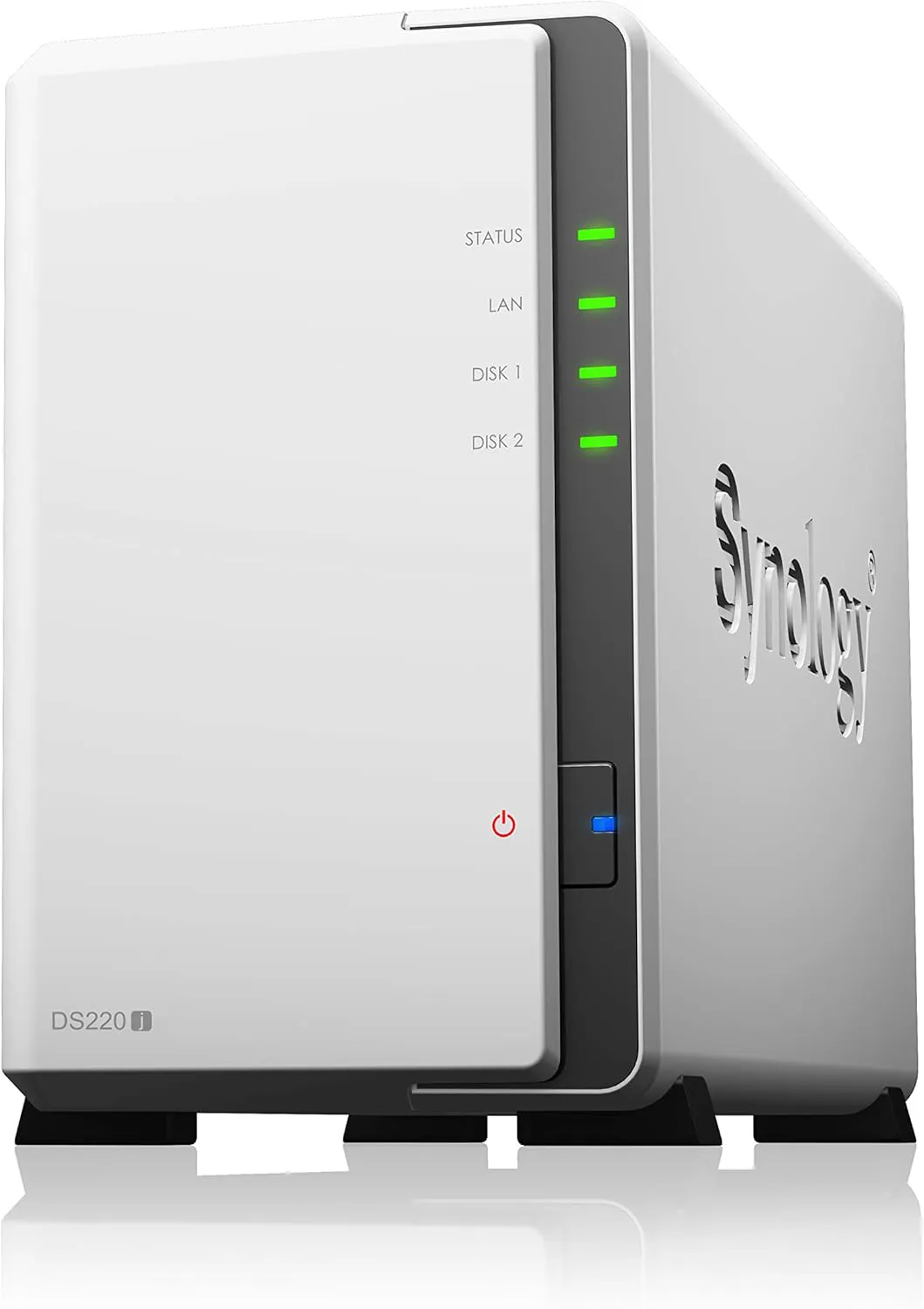 Bild von Synology DS220j NAS mit 8 TB Speicher und 2 Seagate IronWolf Laufwerken