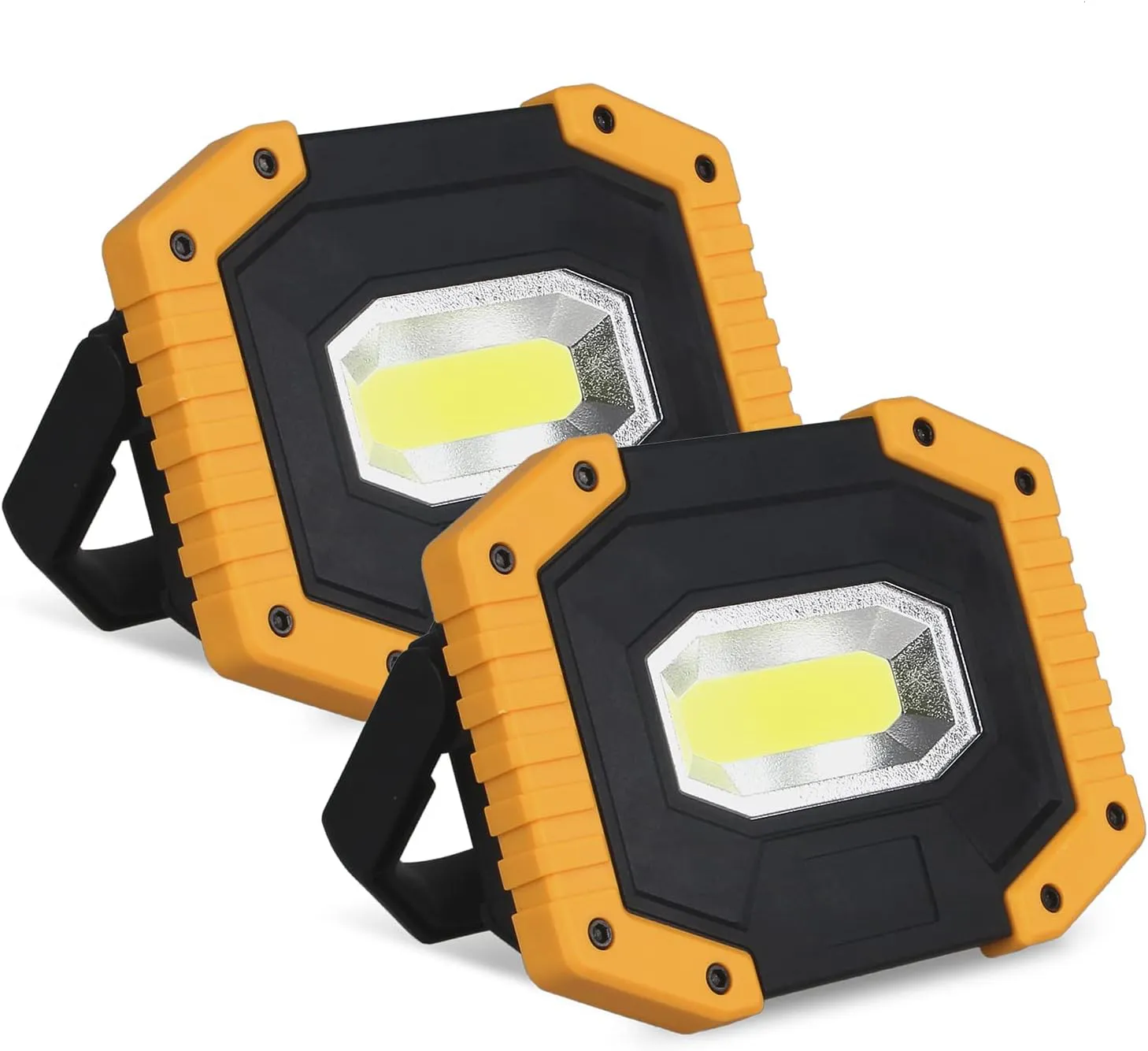 Bild von T-SUN LED Baustrahler Akku Set mit 2 tragbaren 30W Strahlern, 2000 Lumen, wiederaufladbar und 3 Lichtmodi für Outdoor und Notfälle