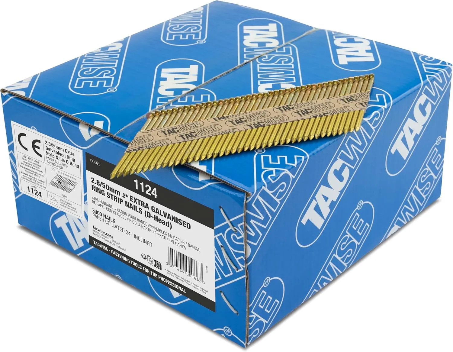 Bild von TACWISE 1124 Verzinkte Rahmennägel 2,8 x 50 mm im 3300er Pack mit D-Kopf und Ringschaft