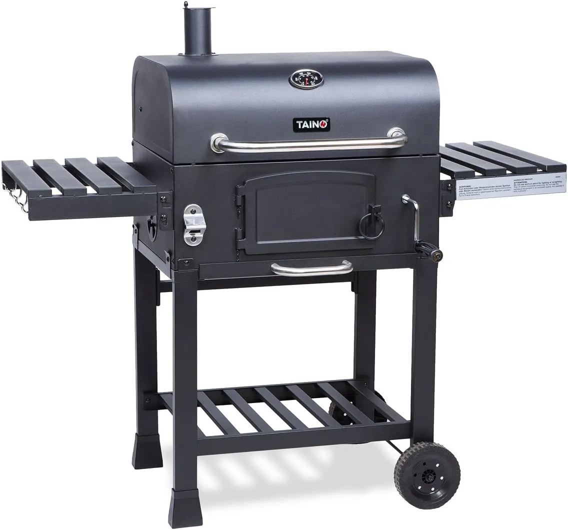Bild von TAINO HERO XL BBQ Smoker mit Grillwagen und Zubehör für Holzkohlegrill und Räucherofen