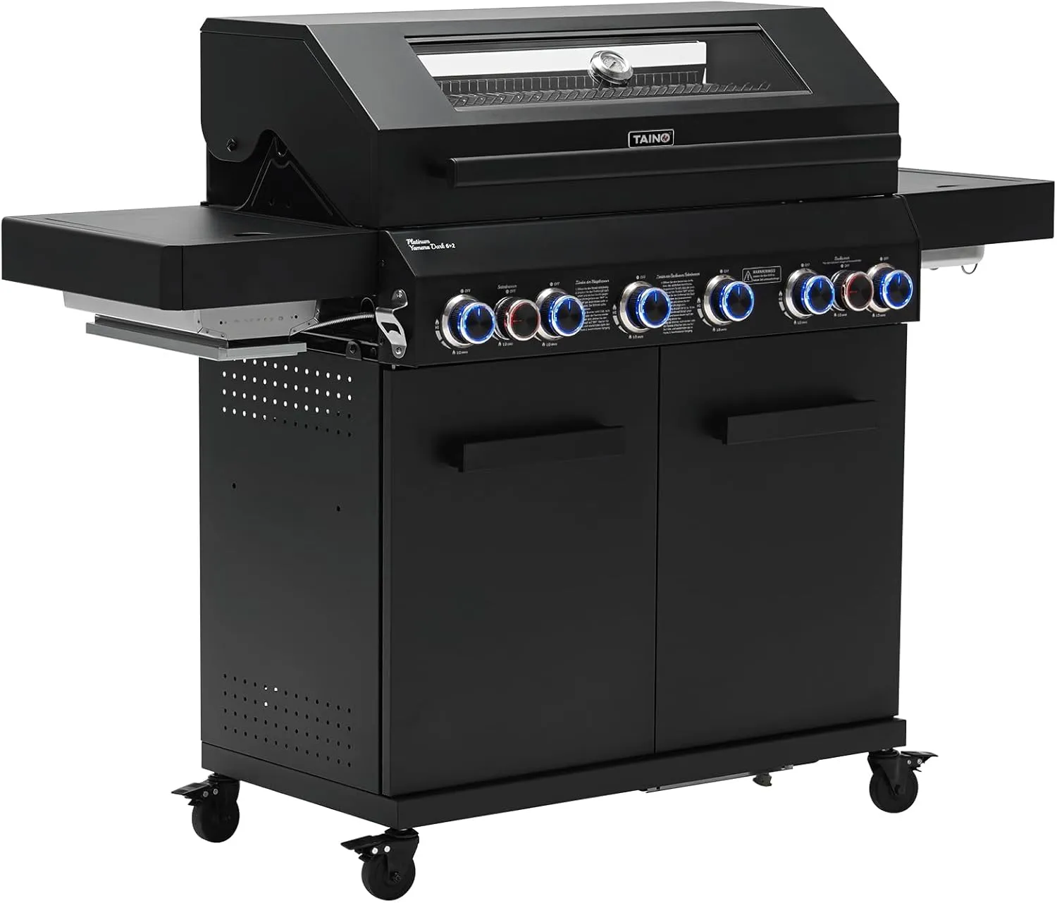 Bild von TAINO Platinum Yamara Dark Gasgrill mit 6 Brennern und Keramik Sear-Burner, inklusive Piezo-Zündung und Gusseisen Grillrost