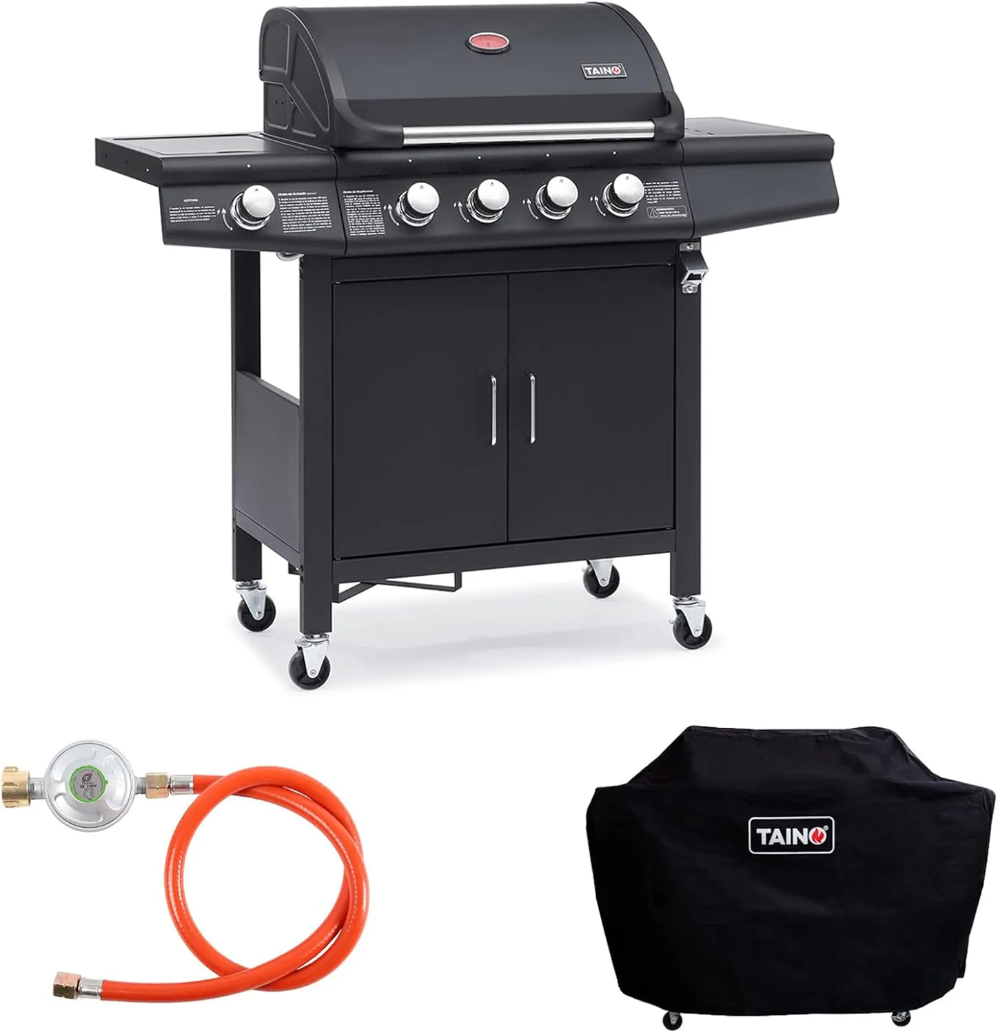 Bild von TAINO RED 4+1 Brenner Gasgrill Set mit Abdeckung und Gasregler