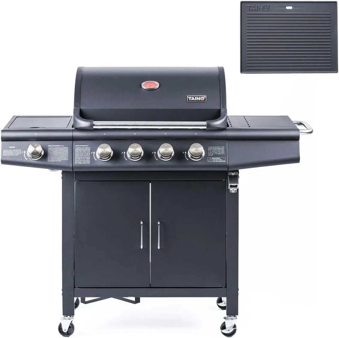 Bild von TAINO RED 4+1 Gasgrillwagen aus Edelstahl mit Grillplatte für den Garten
