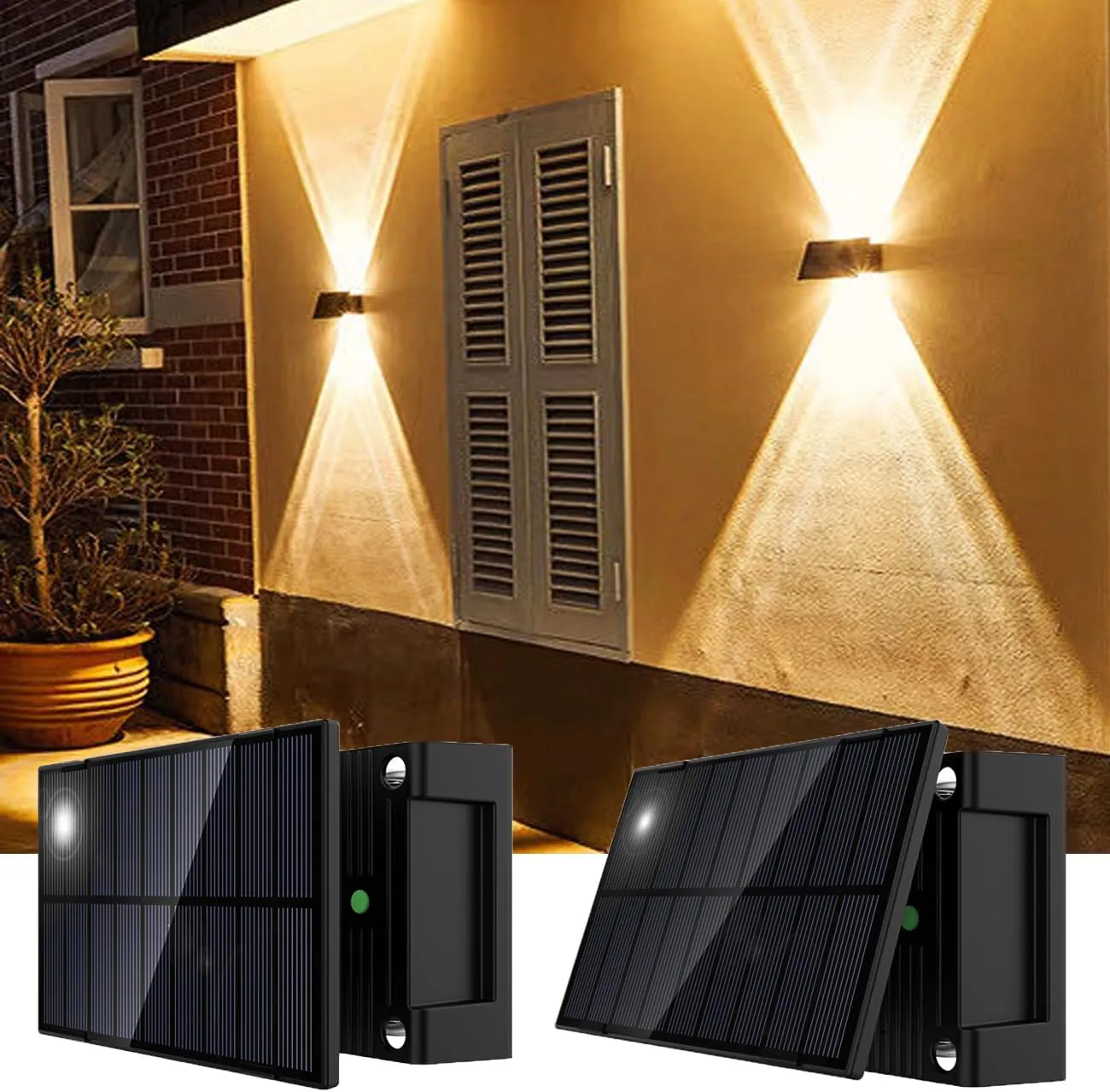 Bild von Talwei Solar Wandleuchte Set mit 2 wasserdichten Up and Down Leuchten für den Außenbereich in Warmweiß