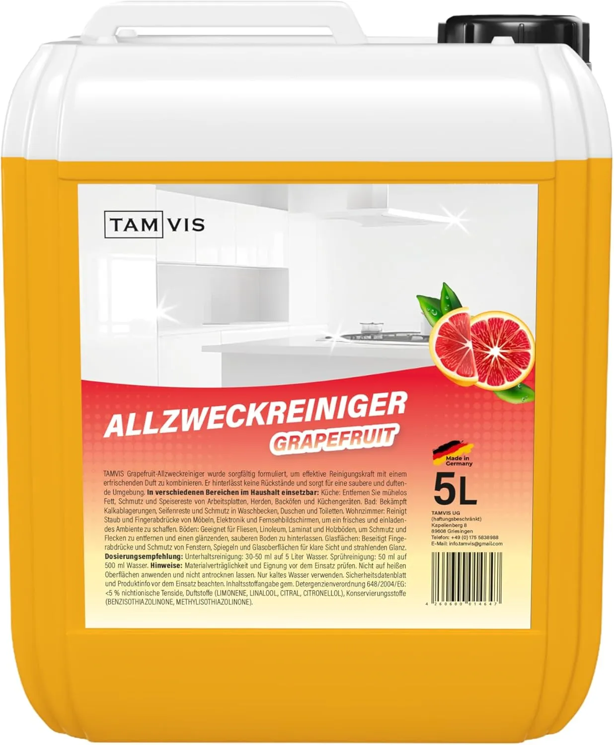Bild von TAMVIS 5L Allzweckreiniger mit Grapefruit Duft für Böden, Fliesen und Möbel