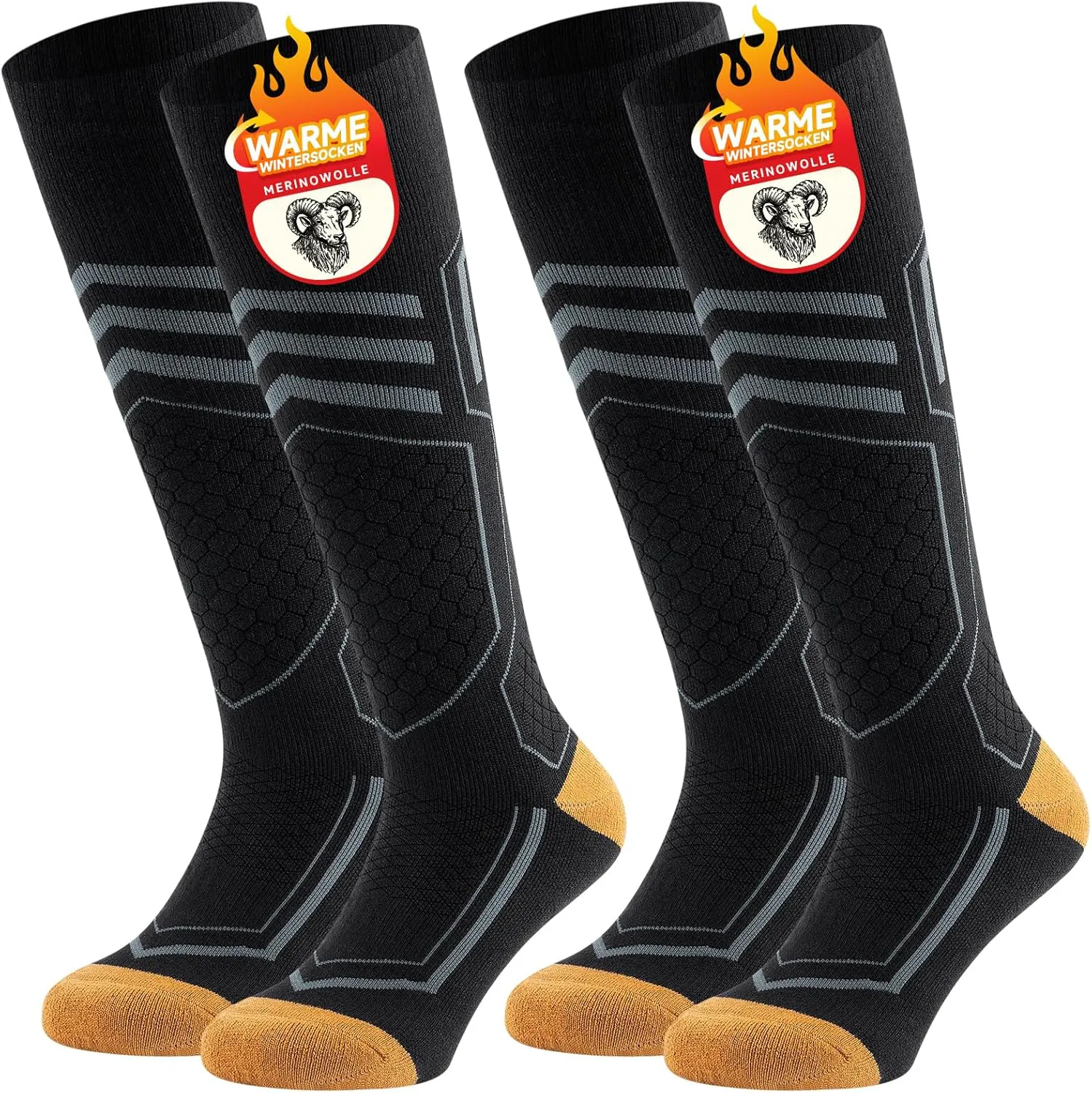 Bild von TANSTC Merino Skisocken für Herren und Damen im 2er Set, warm, dick, antiblasen und atmungsaktiv