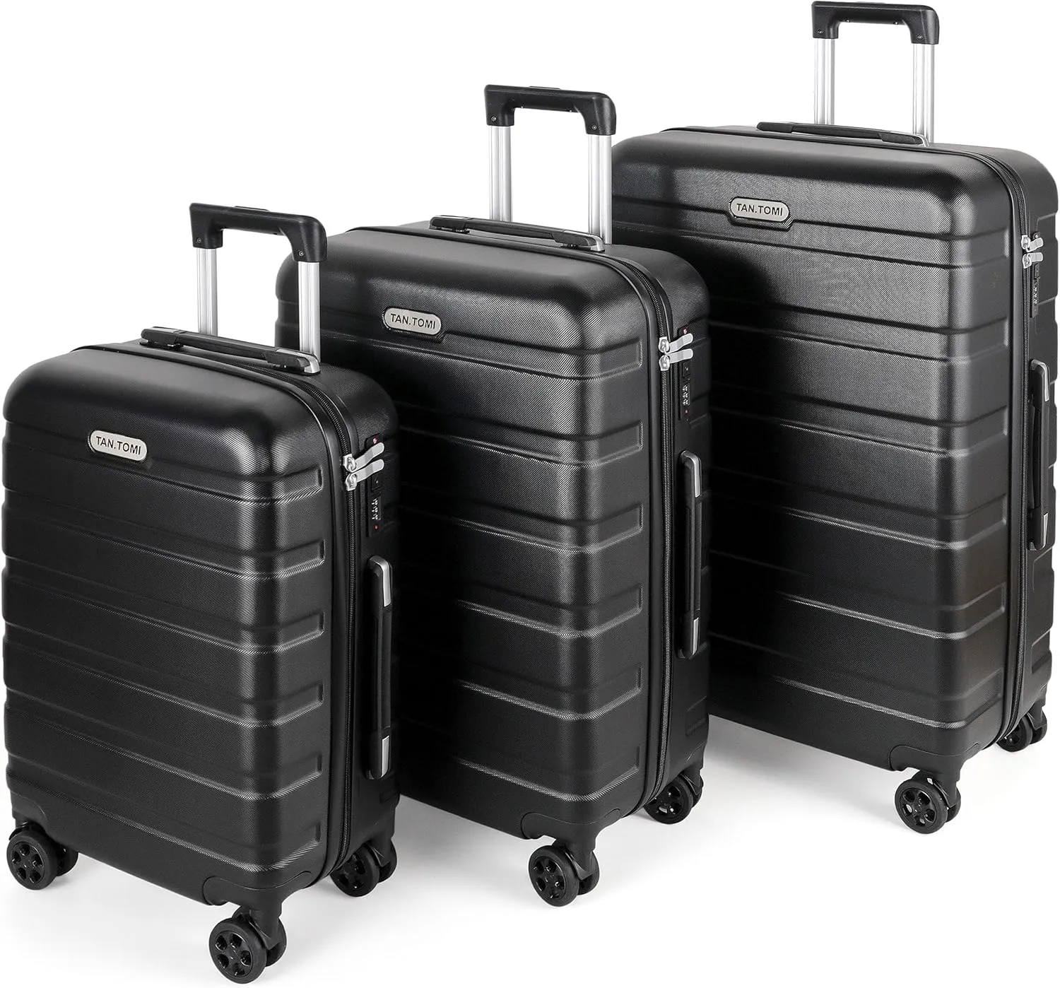 Bild von TAN.TOMI 3-teiliges Hartschalen Koffer Set in Schwarz mit Passwortsperre und 4 Rollen
