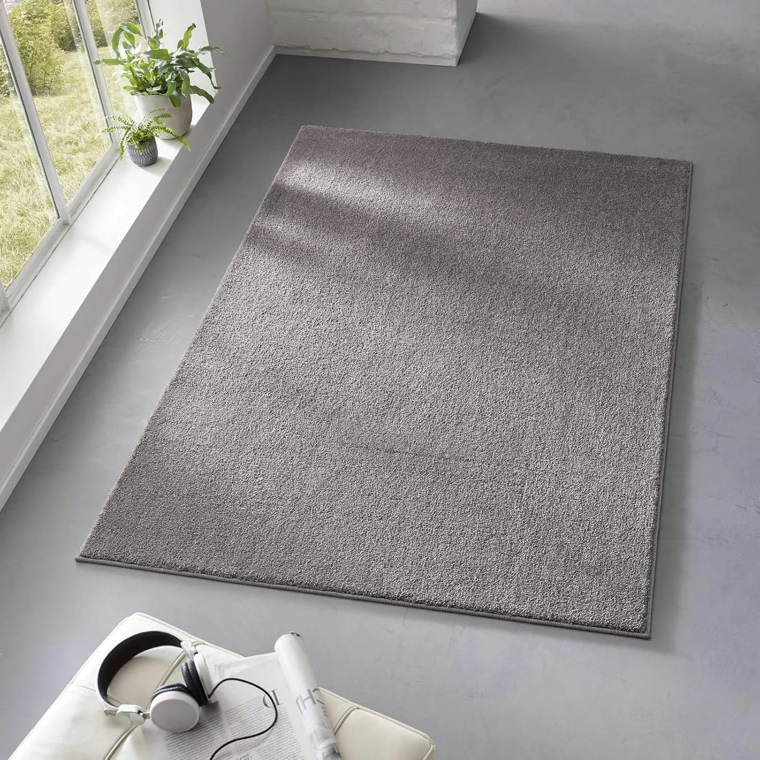 Bild von Taracarpet Madrid Teppich in Anthrazit Dunkelgrau, Kurzflor, 160x220 cm, geeignet für Wohnzimmer, Kinderzimmer, Schlafzimmer und Küche