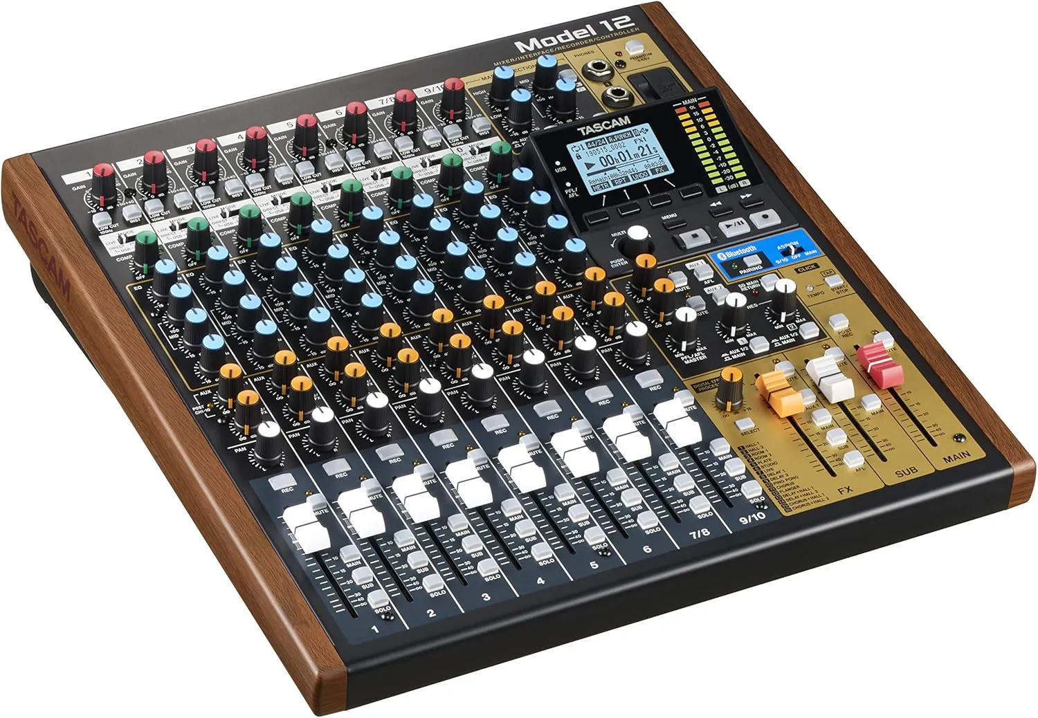 Bild von Tascam Model 12 Mischpult mit 10 Kanälen, integriertem 12-Spur-Recorder und USB-Audiointerface