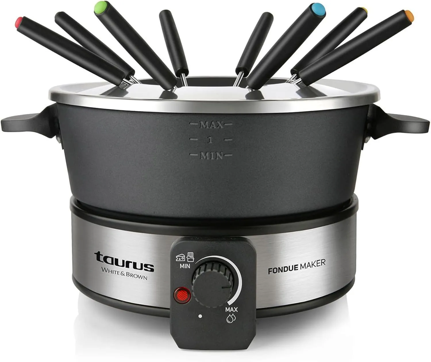 Bild von Taurus FF2 Fondue-Gerät mit 1000 Watt und 2 Litern für bis zu 8 Personen, einstellbare Temperatur, PFOA-frei, in Schwarz