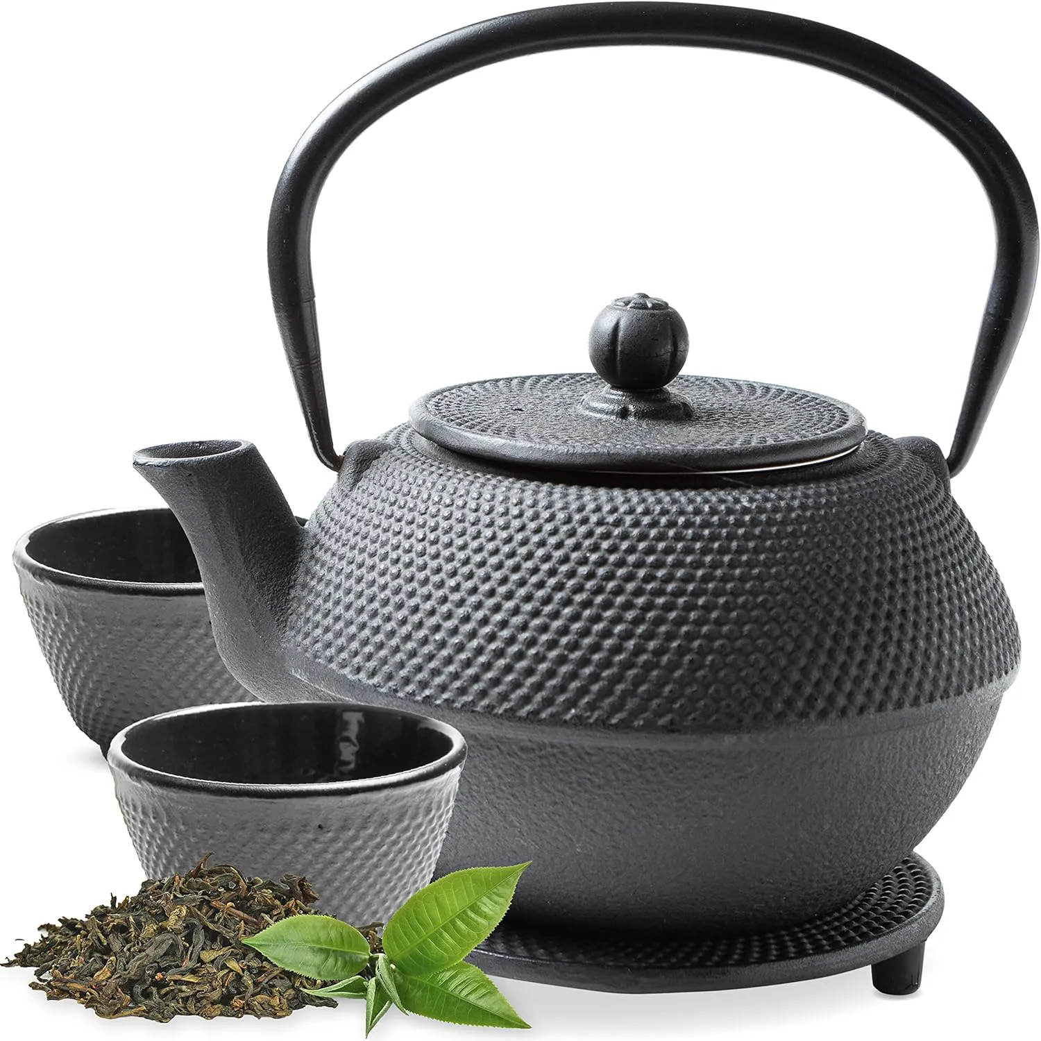 Bild von Tealøv Gusseisen Teeservice Set in Geschenkbox mit 1,1 Litern, inklusive Teekanne, Siebeinsatz, Teetassen und Untersetzer im japanischen Stil in Schwarz