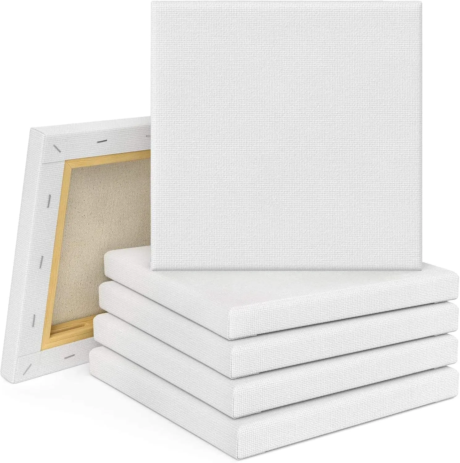Bild von Tebery 10er Set Leinwände 20x20 cm aus 100% Baumwolle zum Bemalen und Zeichnen