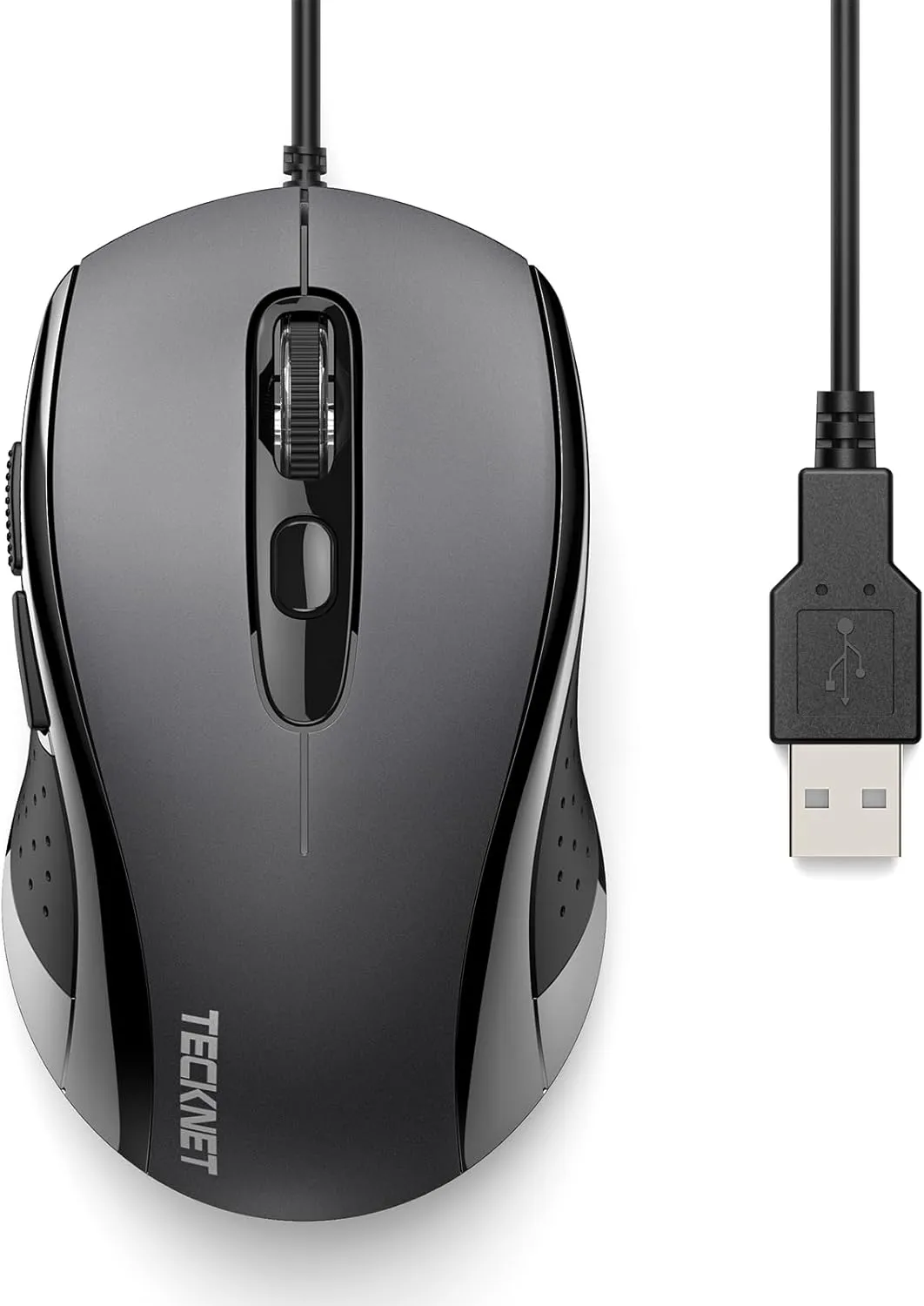 Bild von TECKNET Kabelgebundene Maus in Grau mit 3600 DPI und 6 Tasten für Laptop, PC und Mac