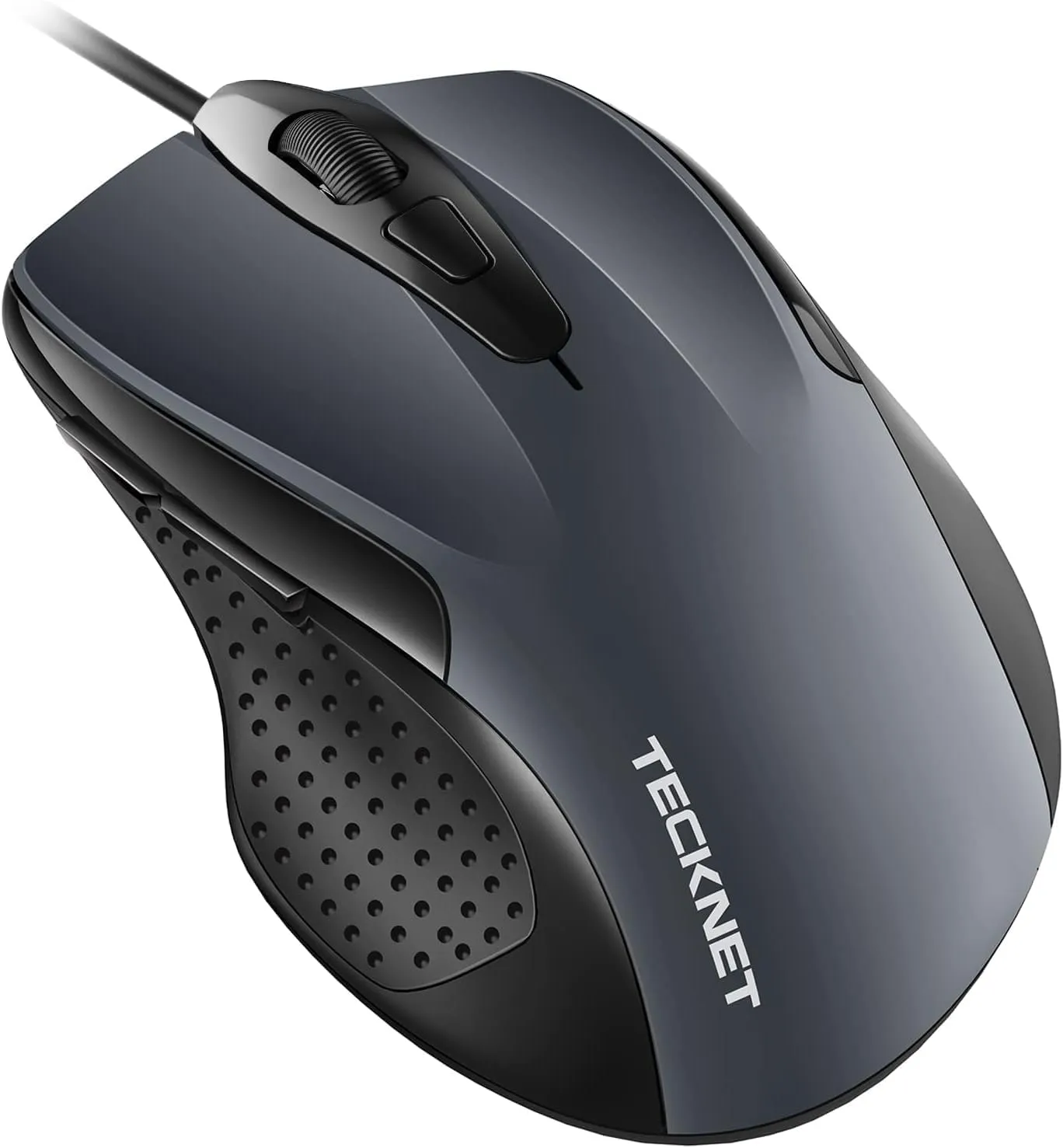Bild von TECKNET kabelgebundene Maus mit 6 Tasten und 6400 DPI in Grau, 150 cm USB-Kabel