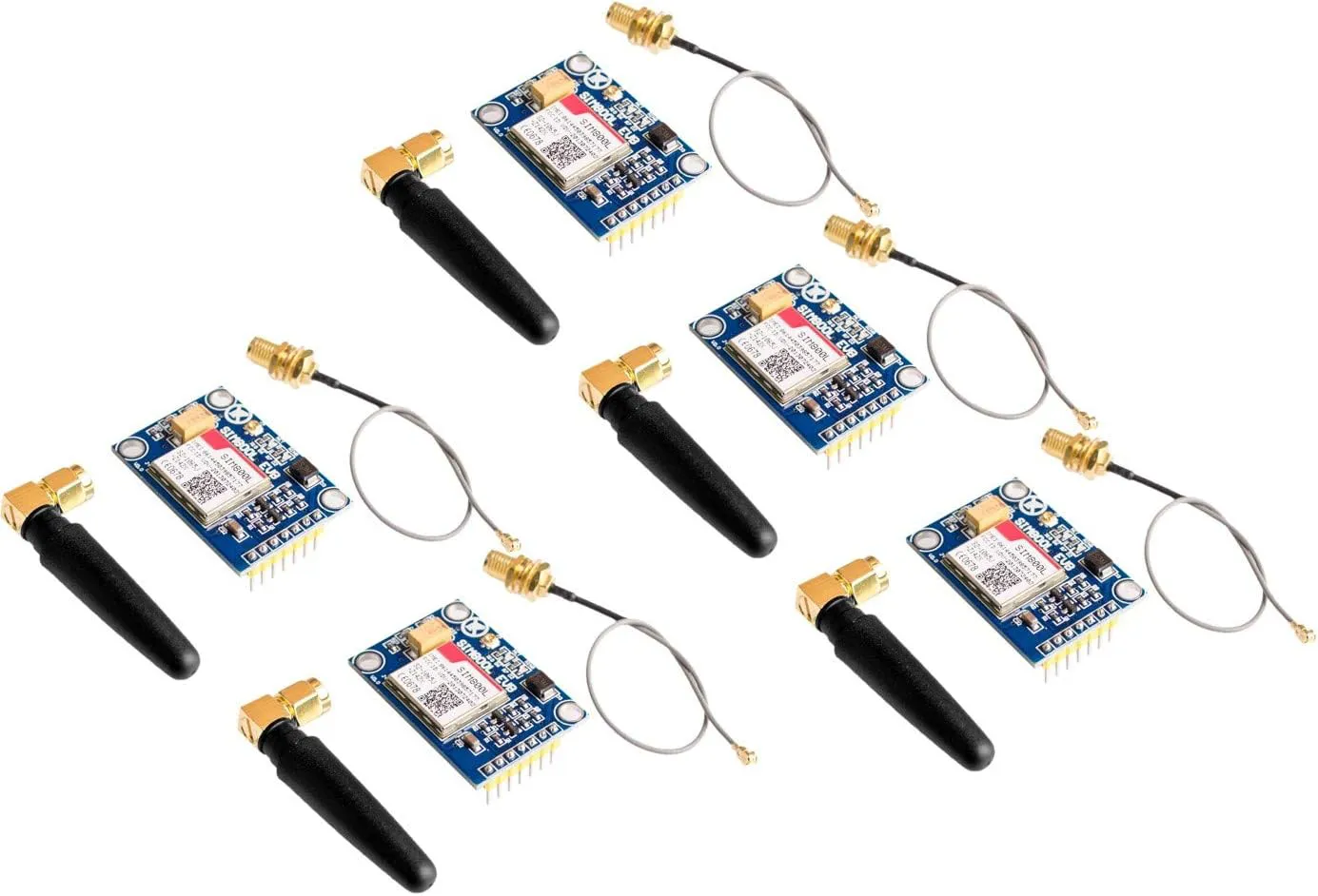 Bild von TECNOIOT SIM800L V2.0 GSM GPRS Modul mit Antenne und Kabel, 5 Stück