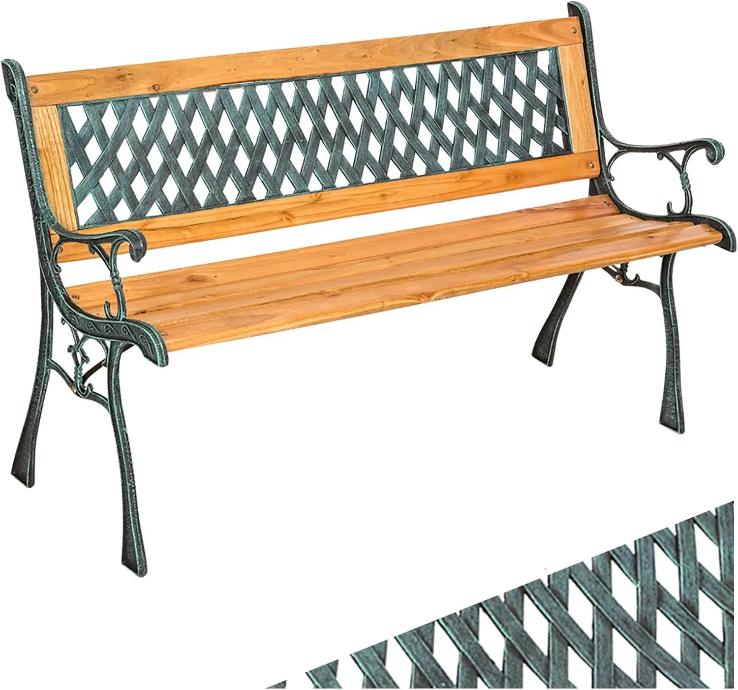 Bild von tectake Gartenbank für zwei Personen im Landhausstil, wetterfest, 128 x 51 x 73 cm