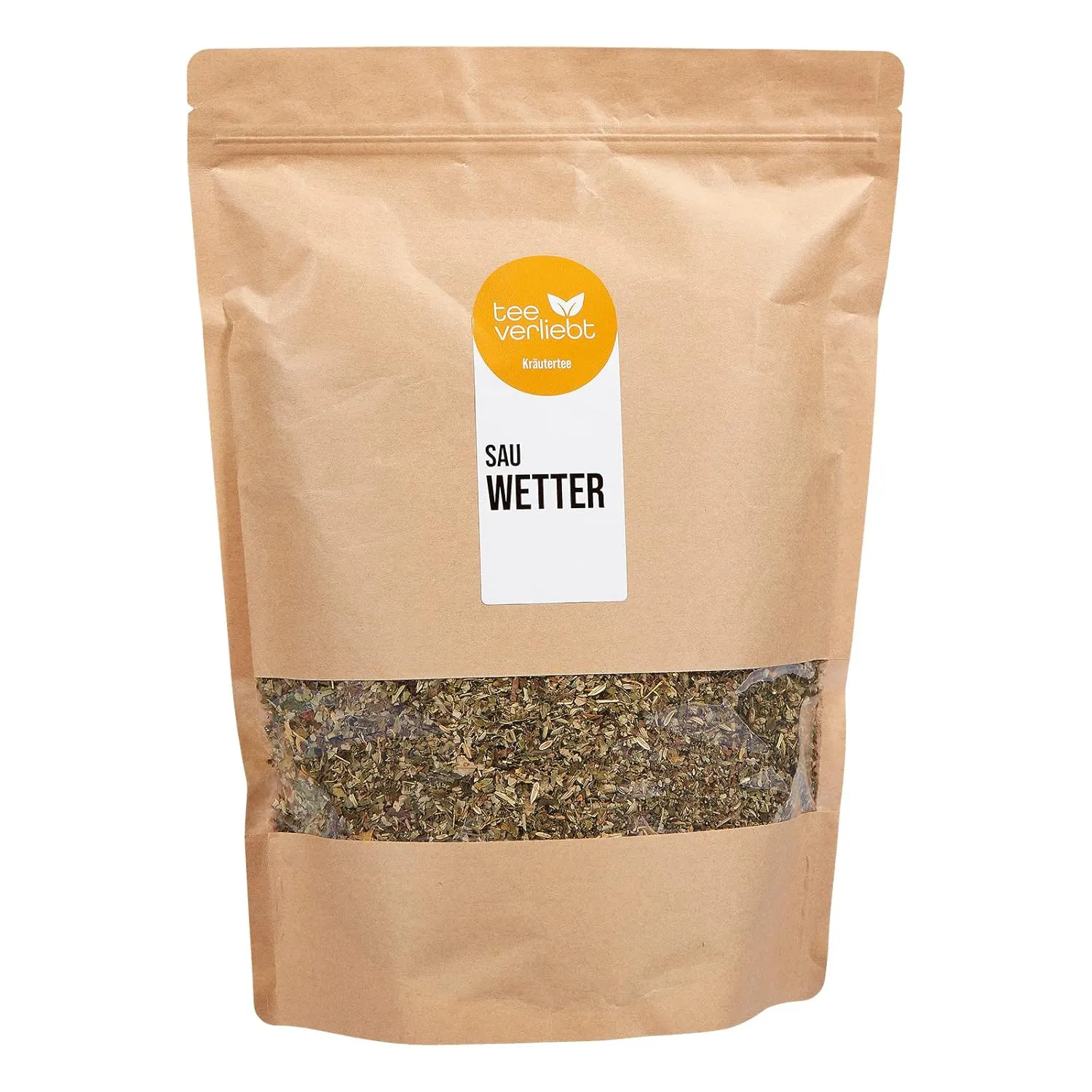 Bild von teeverliebt Kräutertee Sauwetter mit 13 Kräutern und Aromen von Pfefferminz, Spitzwegerich und Fenchel, 1 kg