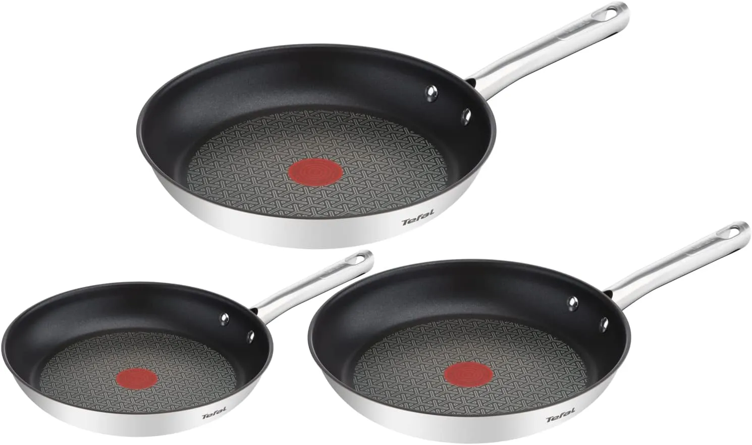 Bild von Tefal A704S3 Duetto 3-teiliges Pfannen-Set mit 20, 24 und 28 cm, Thermo-Spot Technologie, sicherer Antihaftversiegelung und induktionsgeeignet