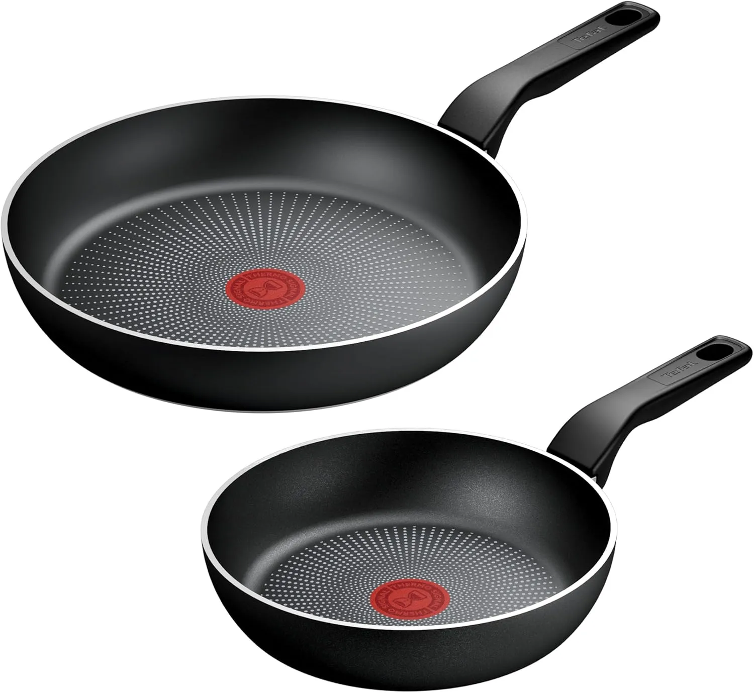 Bild von Tefal C2979032 Recycled On Pfannen-Set 24 und 28 cm aus 100% recyceltem Aluminium mit Antihaftbeschichtung und induktionsgeeignet, spülmaschinenfest, in Schwarz