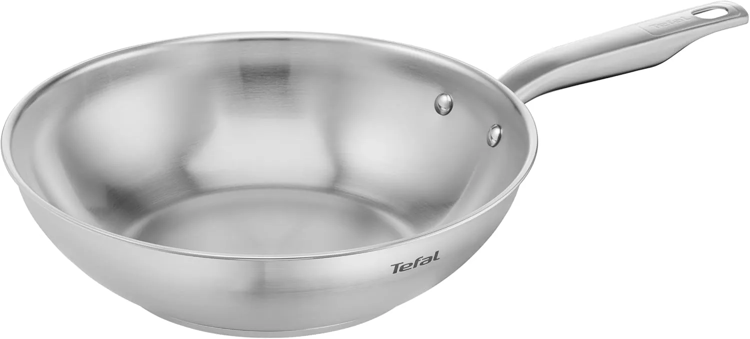 Bild von Tefal E49219 Virtuoso Wokpfanne 28 cm aus hochwertigem Edelstahl, induktionsgeeignet und backofengeeignet bis 250°C