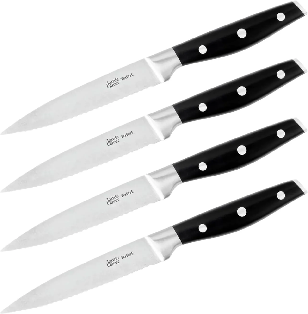 Bild von Tefal Jamie Oliver K26708 Steakmesserset für 4 Personen, 4-teiliges Edelstahlbesteck mit rutschfesten Griffen
