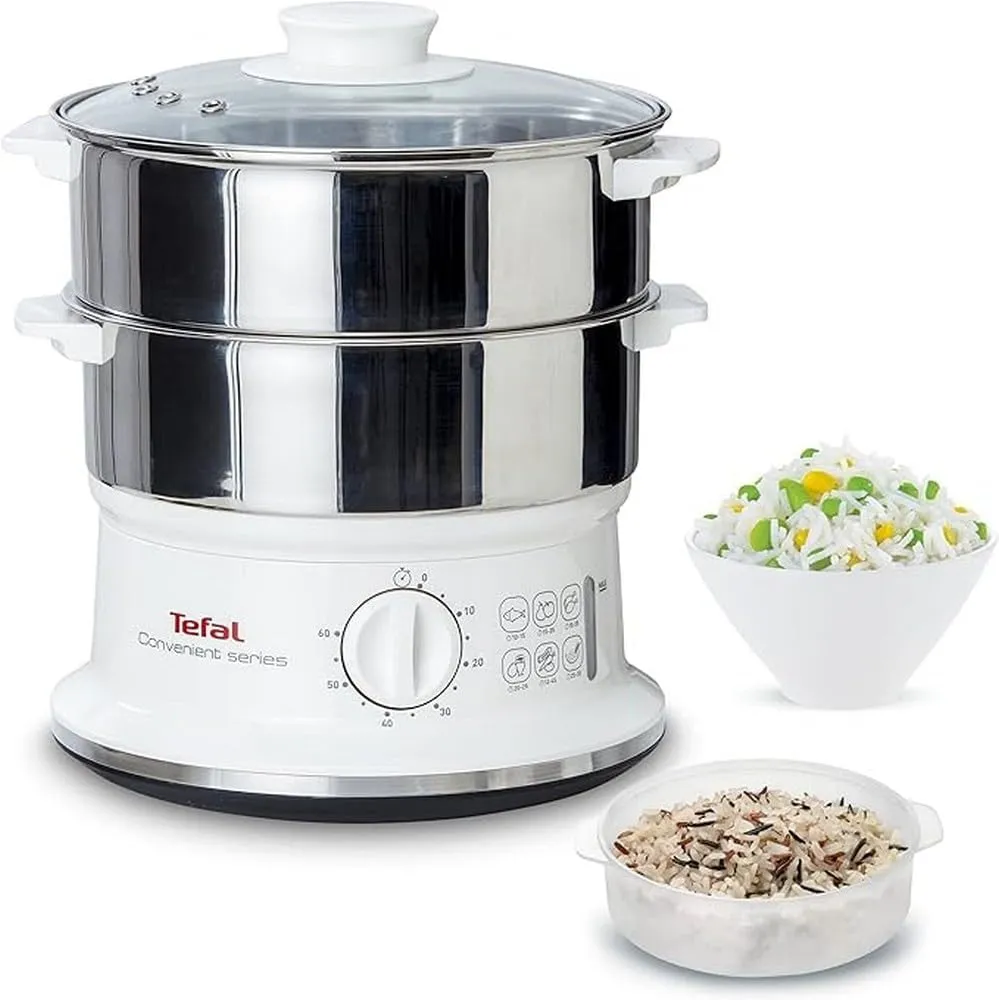Bild von Tefal VC1451 Dampfgarer mit 6 Litern Fassungsvermögen und 2 Edelstahlbehältern