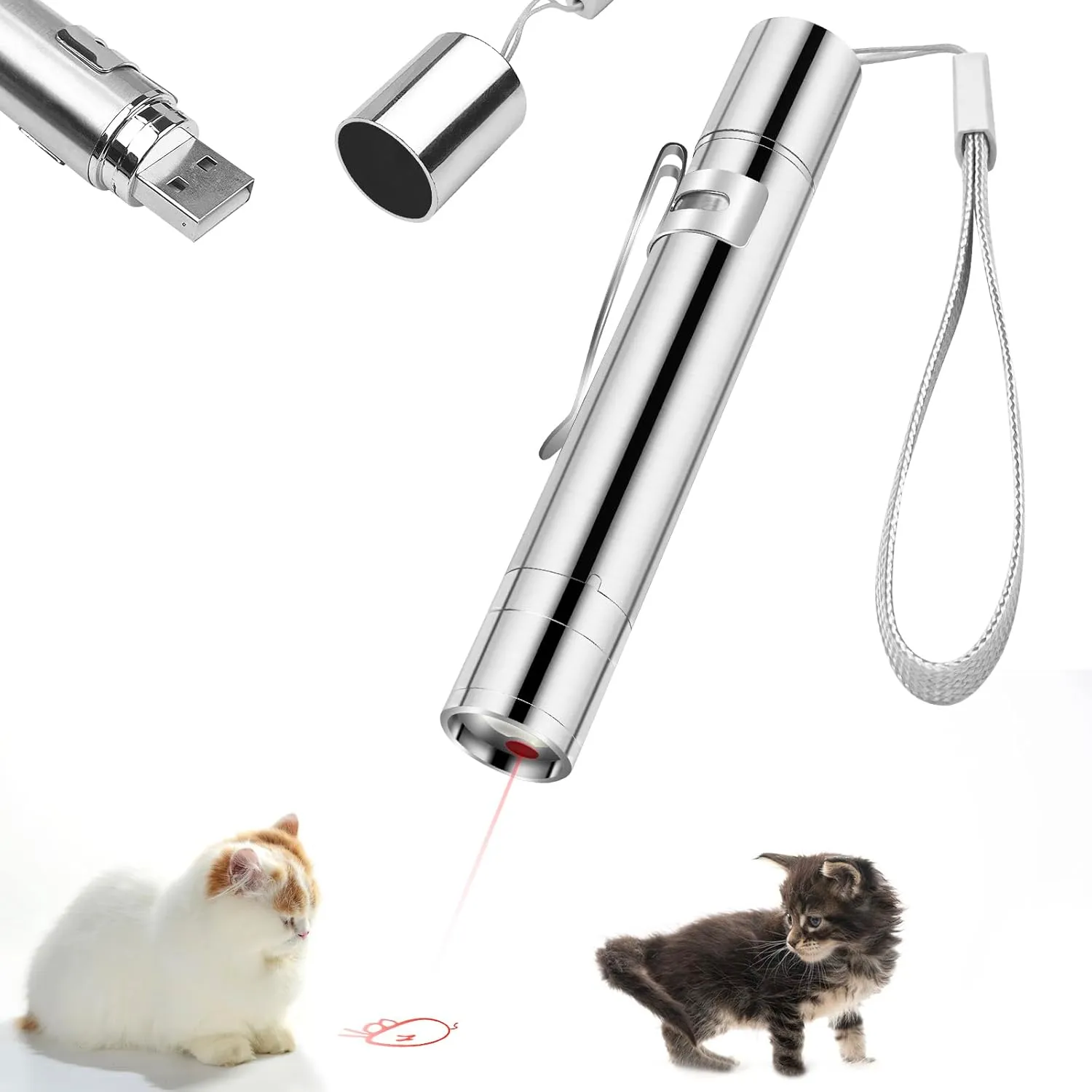 Bild von Tekenewbse Laserpointer für Katzen mit 7 Mustern, USB wiederaufladbar und interaktivem Spielzeug