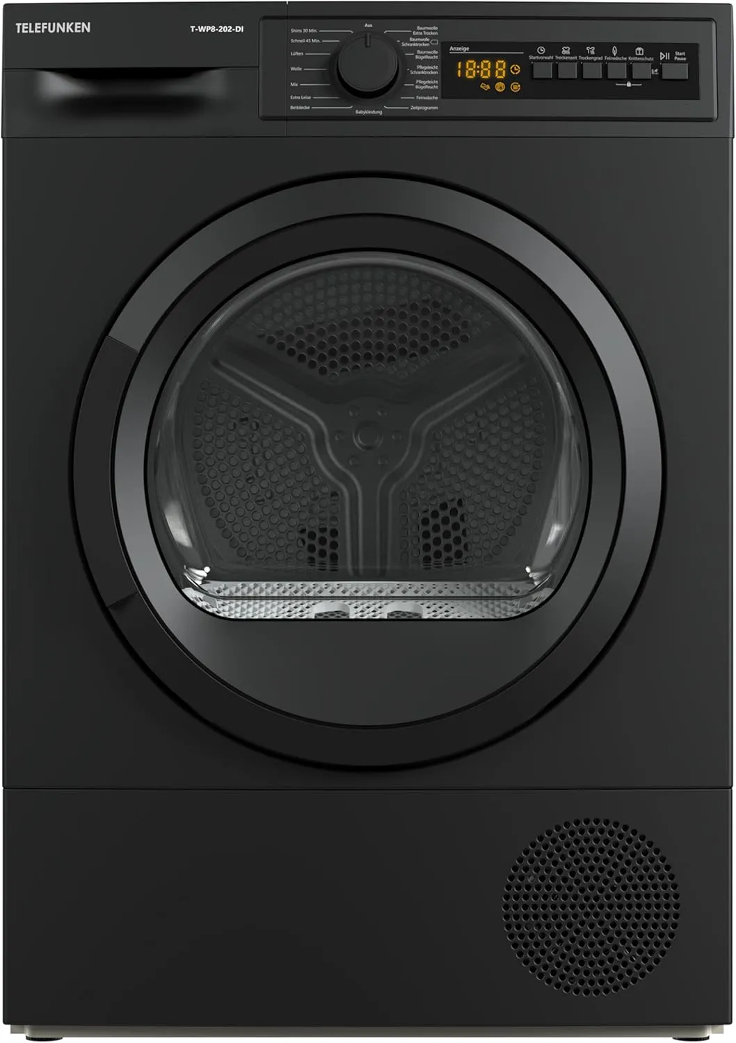 Bild von Telefunken T-WP8-202-DI Wärmepumpentrockner mit 8 kg Fassungsvermögen und 15 Programmen, Energieeffizienz A+++, in Dark Inox