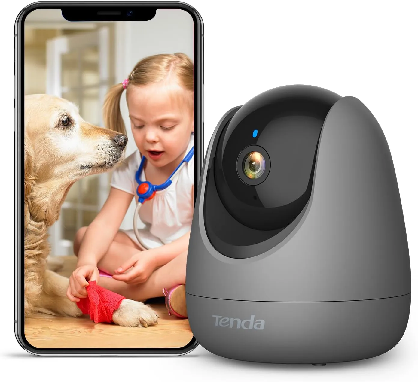 Bild von Tenda CP3 Innenüberwachungskamera mit 360 Grad Sicht, 1080P Auflösung, Nachtsicht und 2-Wege-Audio
