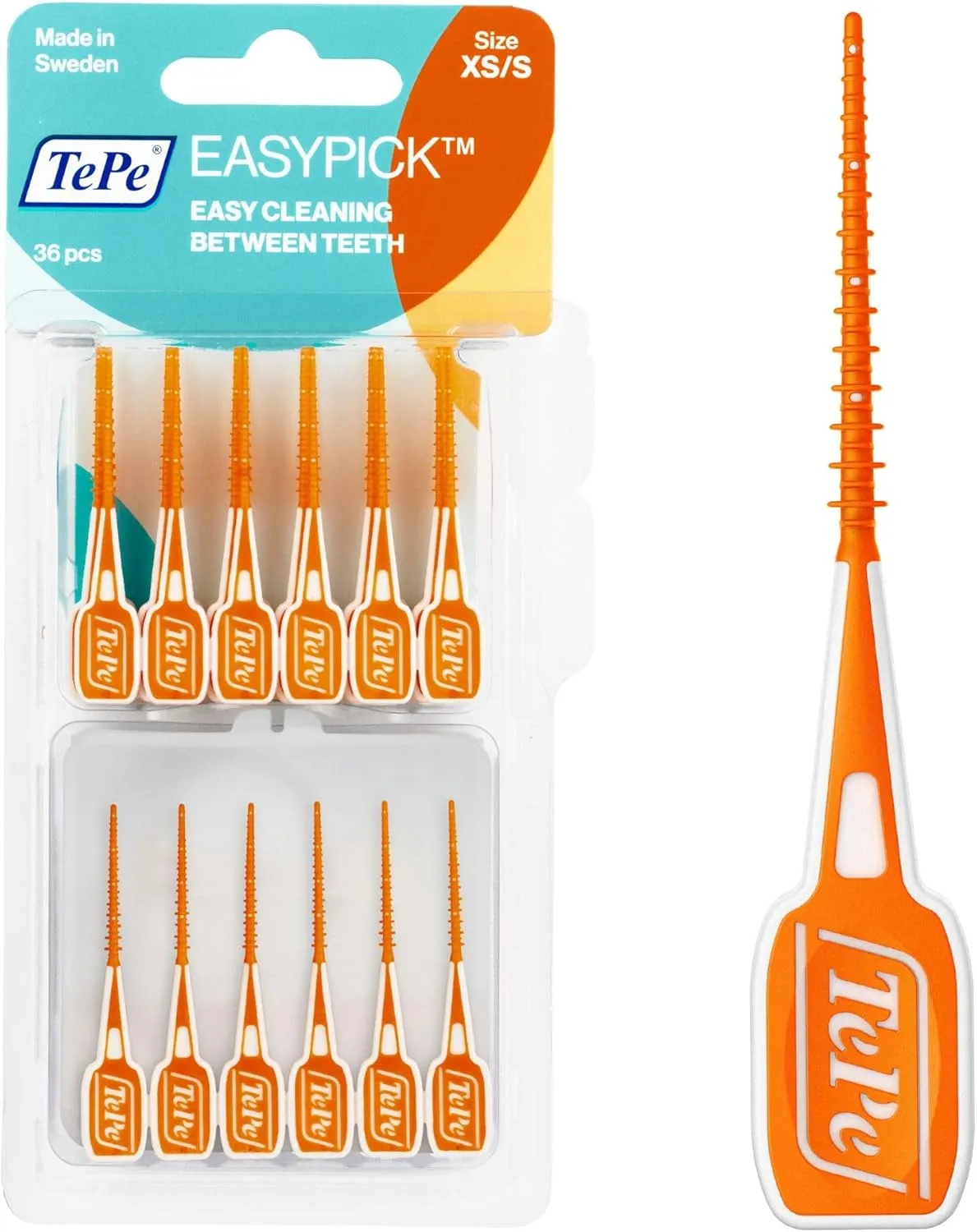 Bild von TePe EasyPick Dentalsticks XS/S mit 36 Stück und praktischem Taschenetui für die tägliche Anwendung unterwegs