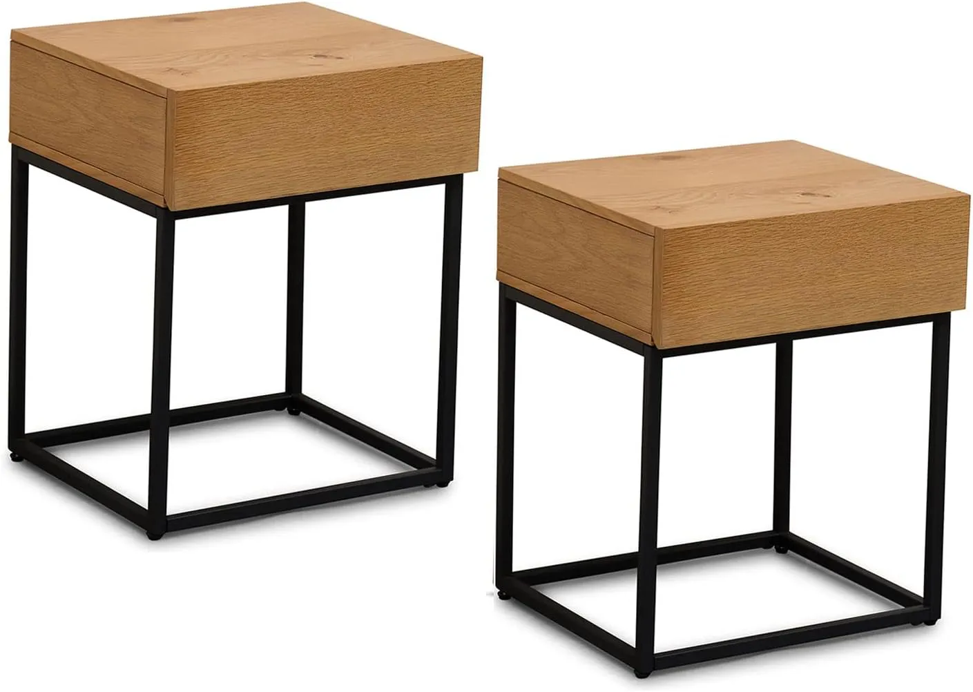 Bild von Terra Home Lykke Nachttisch Set mit 2 Schränken in Braun-Schwarz, aus Holz, 40x35x50 cm, modern und schmal