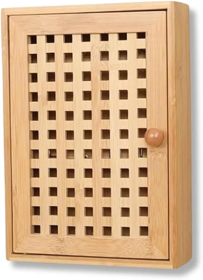 Bild von Terra Home Schlüsselkasten aus Bambus mit 8 Haken, Maße 19x27x6 cm