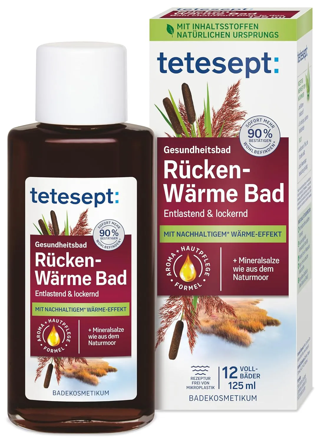 Bild von Tetesept Rücken Wärme Bad mit Mineralsalzen, 125 ml, entspannender Badezusatz