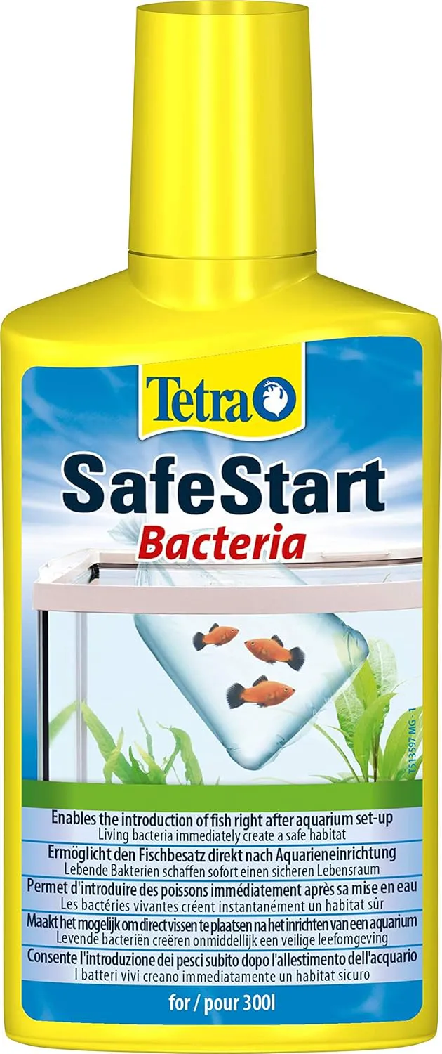 Bild von Tetra SafeStart Aquarienstarter mit lebenden Bakterien für schnellen Fischbesatz in 250 ml Flasche