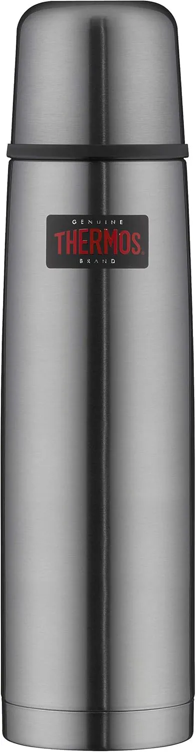 Bild von Thermos Light und Compact Getränkeflasche 1 Liter in Stein Grau, Edelstahl Isolierflasche mit Trinkbecher, 24 Stunden heiß oder kalt, spülmaschinenfest und BPA-frei