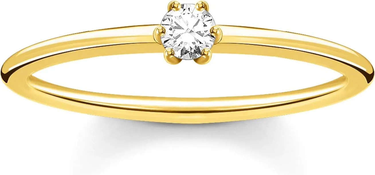 Bild von THOMAS SABO Ring aus vergoldetem Silber mit weißem Stein und der Artikelnummer TR2312-414-14