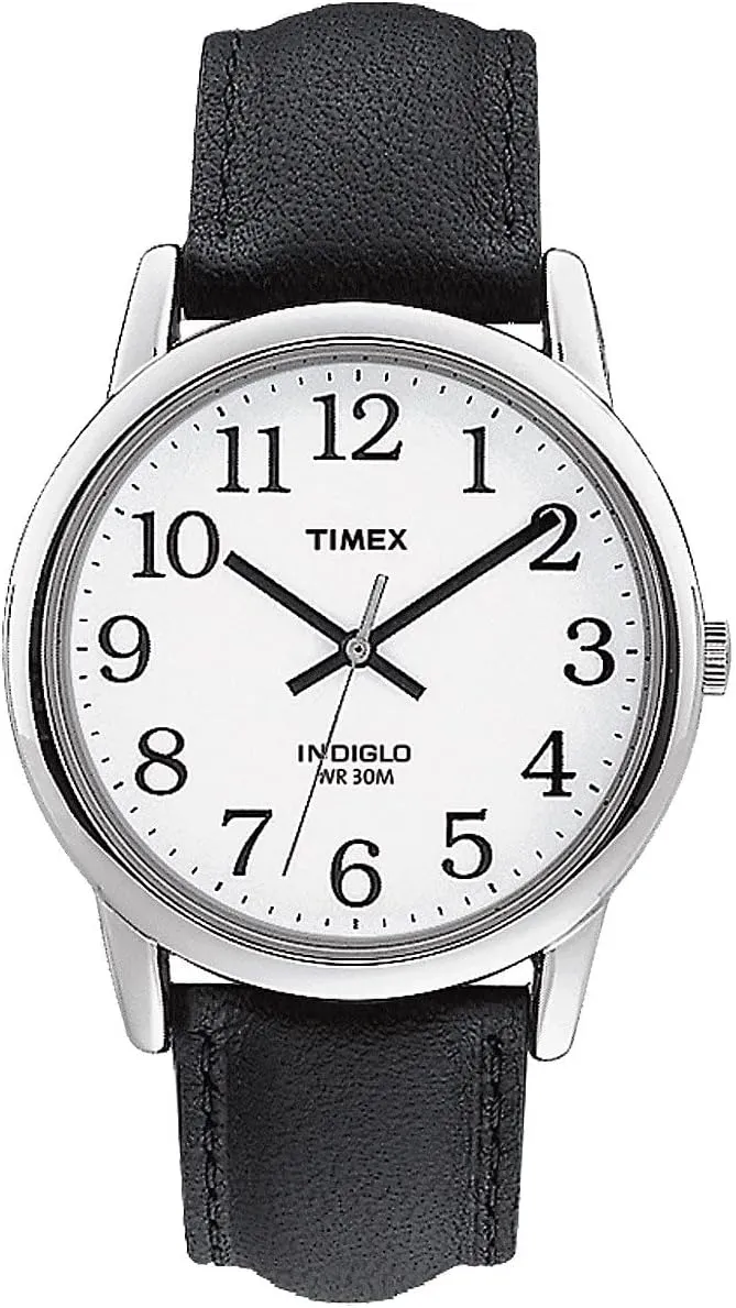 Bild von Timex Herrenarmbanduhr mit analogem Ziffernblatt und Lederarmband in Weiß