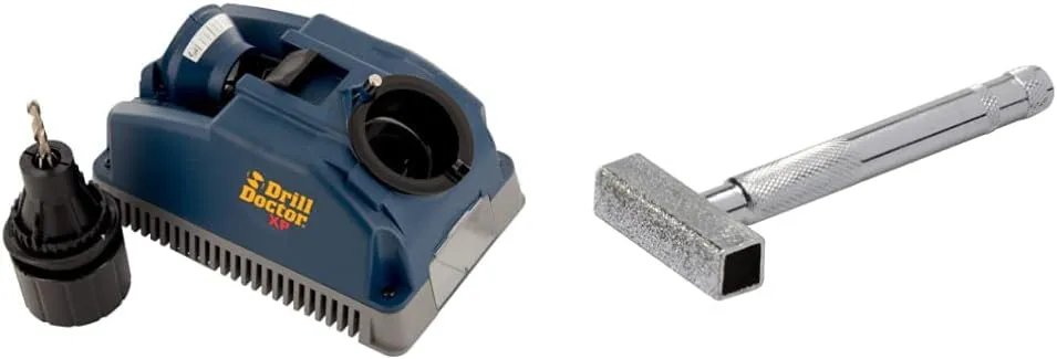 Bild von Tivoly Drill Doctor 400 Bohrerschärfgerät für Bohrer von 2,5 bis 13 mm mit 118 Grad Spitzenwinkel und Silverline Diamant-Schleifscheibenabrichter 40 x 10 mm