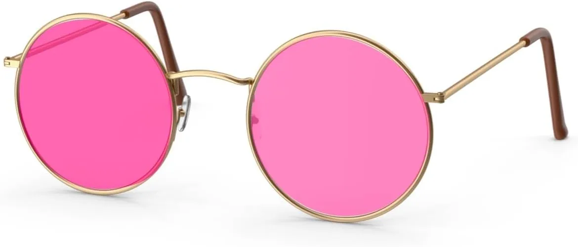 Bild von TK Gruppe Timo Klingler Hippie Brille in Rosa für Fasching und Karneval, inspiriert von den 70er und 80er Jahren